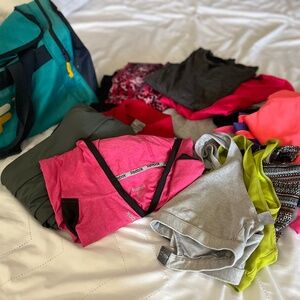 A gym bag with women’s exercise gear!!